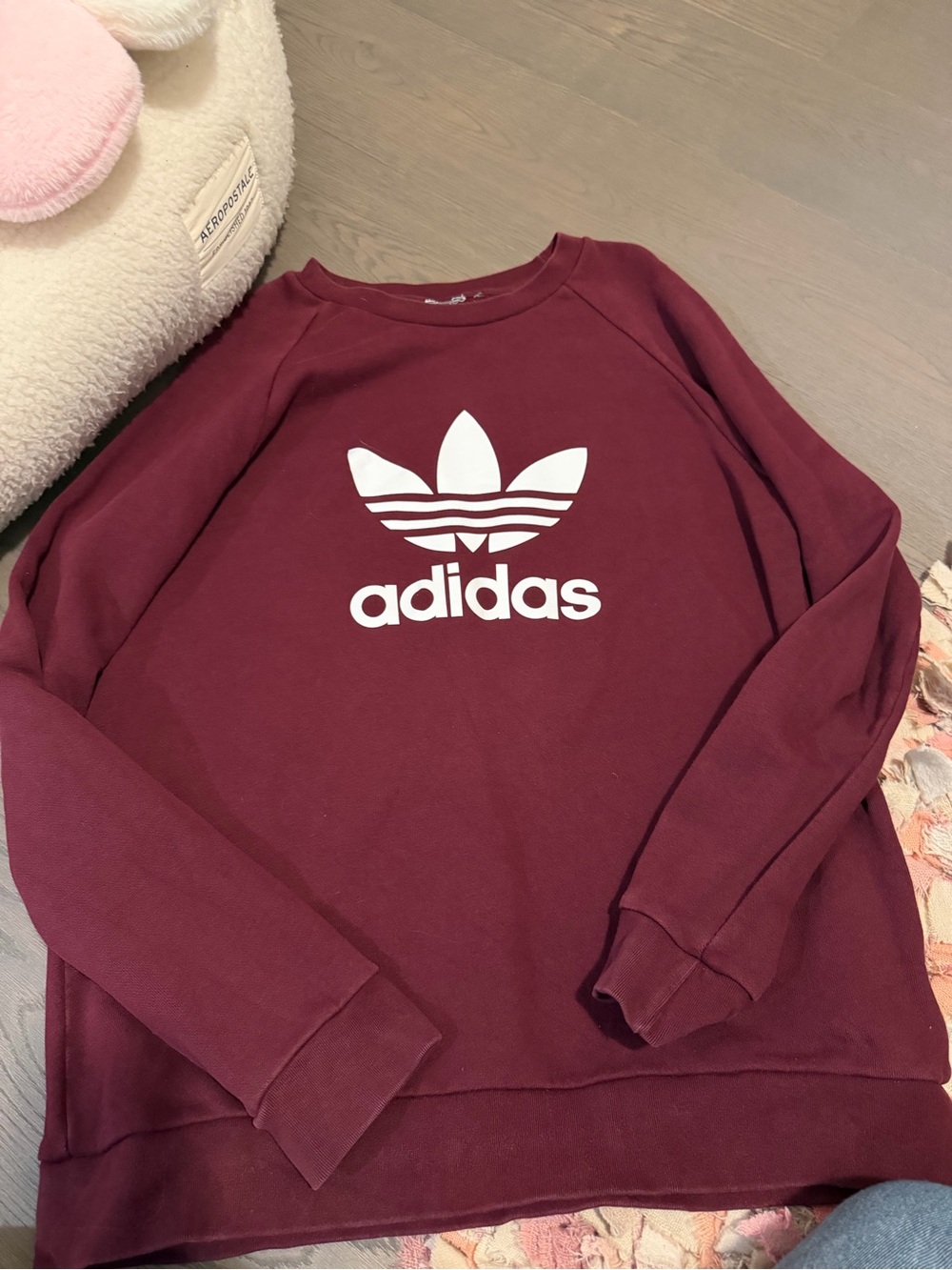 adidas Maroon Crewneck Sweatshirt with White Trefoil